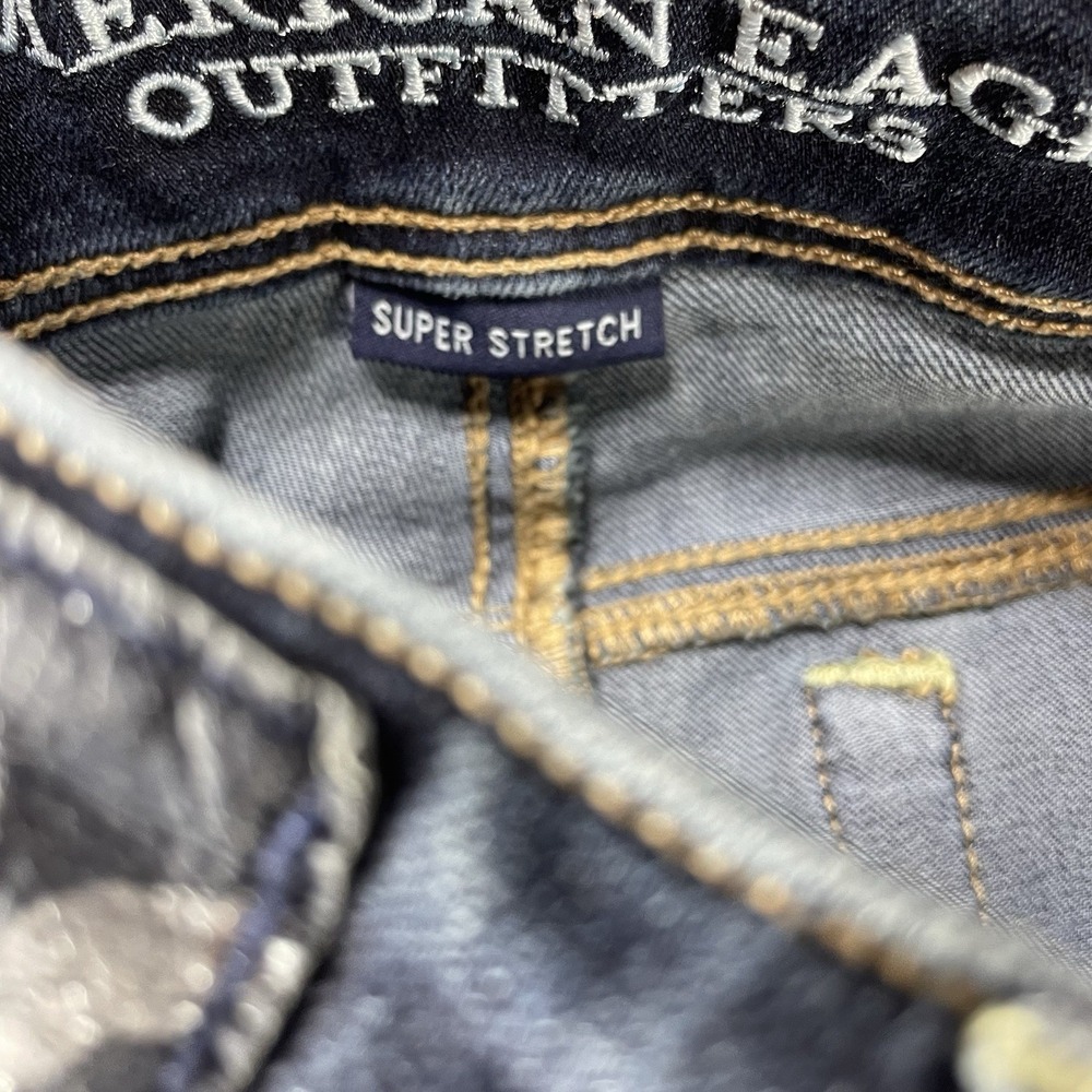 American Eagle Womens Jeans Blue Size 0 Long Kick Boot Denim Dark Wash Distress - Picture 3 of 11